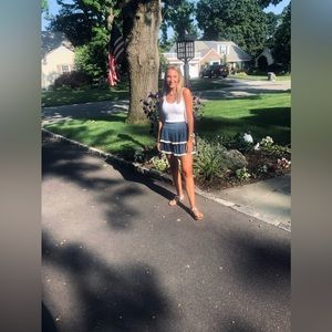 Vintage Havana Tiered Navy Skirt